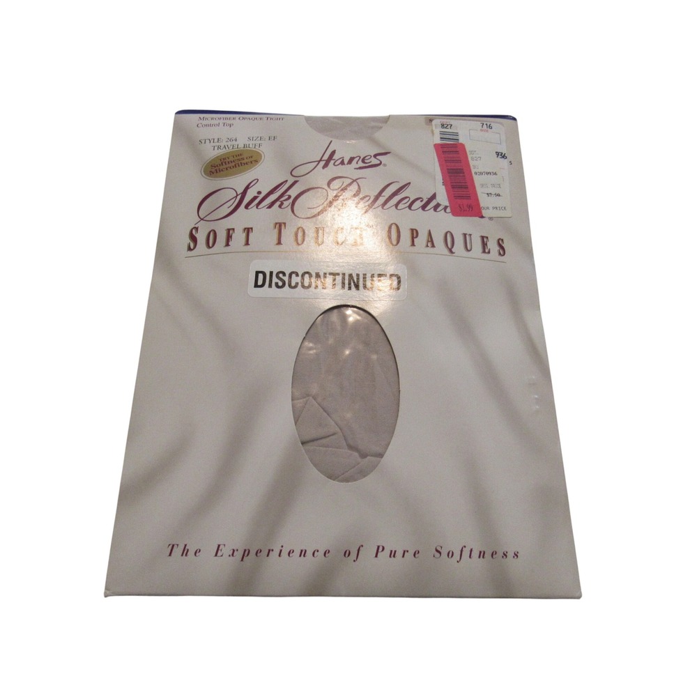 Hanes Silk Reflections Soft Touch Opaques Tights Control Top Travel Buff Size EF